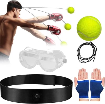 Boksreflexbal Set - Reactiebal Boksen - Verbeteren Conditie - Interactieve Snelheidstraining - 48-60 cm hoofdomtrek - Tennis Set