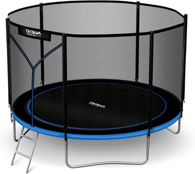 Kinderen Tuin Trampoline - Springkussen Buiten - Actief Spelen - Extern Veiligheidsnet - 312 cm Diameter - Zwart Blauw