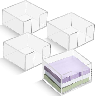 4 Stuks Acryl Sticky Note Houder - Transparante Memobord Organizer voor Bureau en Slaapkamer