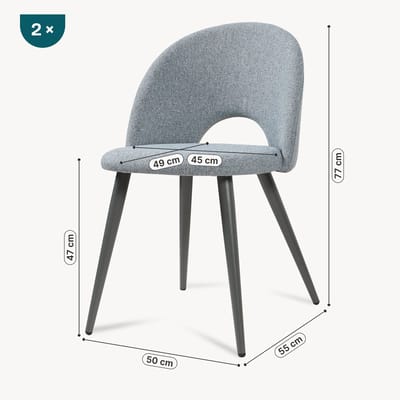Eetkamerstoelen Karijo set van 2 stof 77x50x55 cm grijs [en.casa]