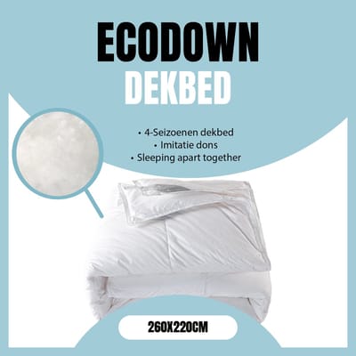 LINNICK Ecodown 4 Seizoenen Dekbed - Ecodown Dekbed 260x220 - Wit - 550 gr/m2 - Zomerdekbed & Winterdekbed - Partner Dekbed - 4 Seizoenen Dekbed 260x220cm - Lits Jumeaux Extra Lang - Lits Jumeaux Extra Breed - Dekbedden