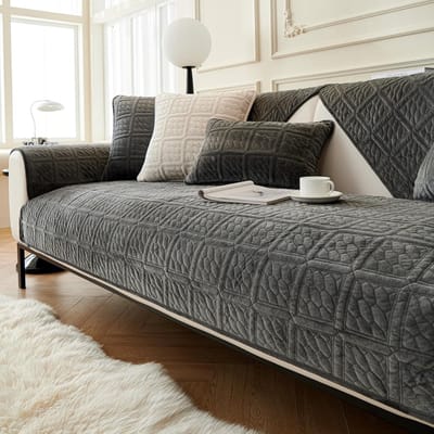 Omgoods - Universele Sofabedekking voor 1/2/3 Zits, Donkergrijze Velvet