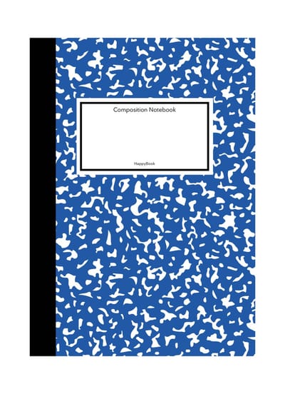 HappyBook - Classic Notebook - Marmer - Marble - Notitieboek - Journal - Klassiek - Blauw - Softcover - Composition - Gelijnd - Werk - Studie - School - Dagboek - Elastiek - Boekenlegger - Cadeau - Relatiegeschenk - Zakelijke uitstraling - Business