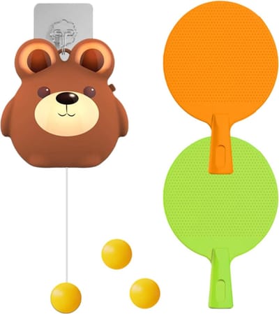 Tafeltennistrainer - Interactieve set - Sport Oefenen - Elastisch Rebound Systeem - 182 x 126 x 84 cm - Bruin
