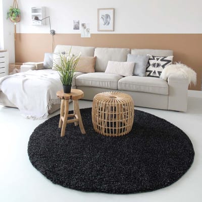 Rond hoogpolig vloerkleed - Shaggy Trend antraciet 80 cm