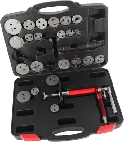 Remzuiger Wind Back Tool - Remklauw Gereedschap - Auto Onderhoud - 24 Delige Set - 41x32x10 cm - Zilver