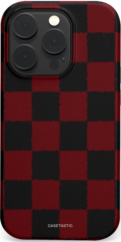 Casetastic hoesje geschikt voor Apple iPhone 14 Pro - MagSafe - Dubbellaagse bescherming - De Houthakker - Fashion Case - Zwart Bordeaux