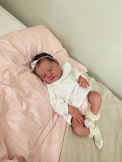 Realistische Slapende Reborn Baby Pop 48 cm met Haar - Levensechte Baby Meisje