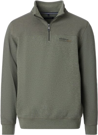 CASA MODA comfort fit sweat schipperstrui - olijfgroen