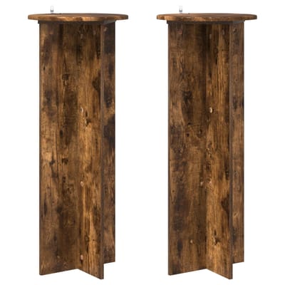 vidaXL - Plantenstand - 2 - st - Gerookt - eiken - Ø40 - x - 100 - cm - Bewerkt - hout