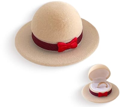 Dailygoods- Sieradenbox - Juwelendoosje voor ringen/oorbellen/halsketting - Cilinderhoed - Geschenkdoos voor bruiloft/verloving - Klein/exquisiet - Zacht fluweel binnenkant - Juwelendoos