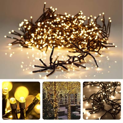 Cheqo® Kerstverlichting - Kerstboomverlichting - Kerstlampjes - 600 LED - 9M - Voor Binnen en Buiten - Timer - 8 Lichtfuncties - Lang Snoer - Warm Wit - Clusterverlichting - Sfeerverlichting - Feestverlichting