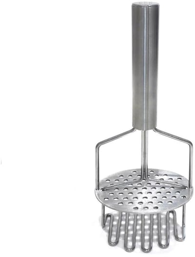 Cook Concept Aardappelstamper/pureestamper - Dubbele tool - zilver - rvs metaal - keuken gerei - 25 cm - Hoge kwaliteit in stevigheid