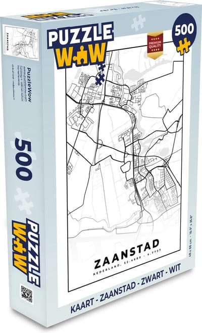 Puzzel Kaart - Zaanstad - Zwart - Wit - Legpuzzel - Puzzel 500 stukjes