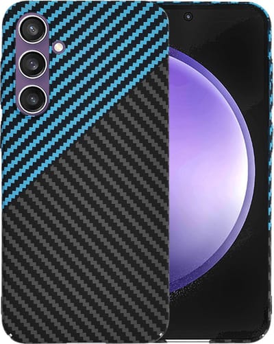 Hoesje geschikt voor Samsung Galaxy S23 FE - Techsuit Carbonite FiberShell Carbon Back Cover - Blauw/Zwart