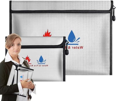 Documentopslagtas - Geldkoffer Documenthouder - Waardevolle Spullen Beveiligen - Brandwerend en Waterdicht - 387 x 291 cm - Grijs