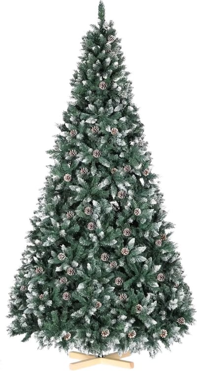 Kerstboom met sneeuw - Dennenappels - Canadese Spar - 150cm - Zonder verlichting