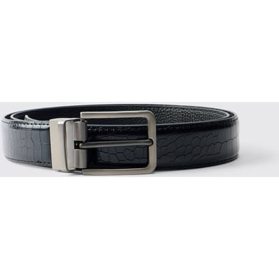 Kunstleren Riem Met Krokodillentextuur | Black | Size XL