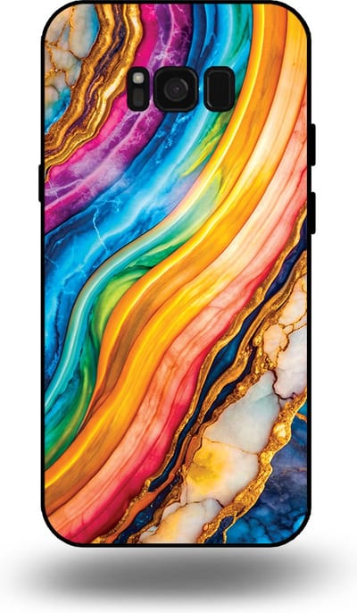 Smartphonica Telefoonhoesje Geschikt voor Samsung Galaxy S8 met Regenboog Goud Marmer Opdruk - TPU Backcover Case Rainbow Gold Marble Design geschikt voor Samsung Galaxy S8