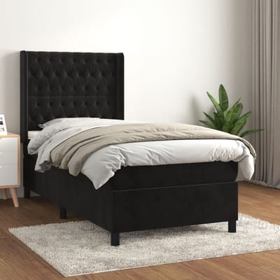 vidaXL - Boxspring - met - matras - fluweel - zwart - 100x200 - cm