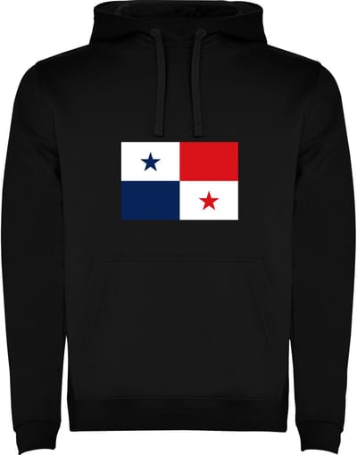 Zwarte unisex hoodie met Wereldse vlaggen het land Panama merk Roly maat M