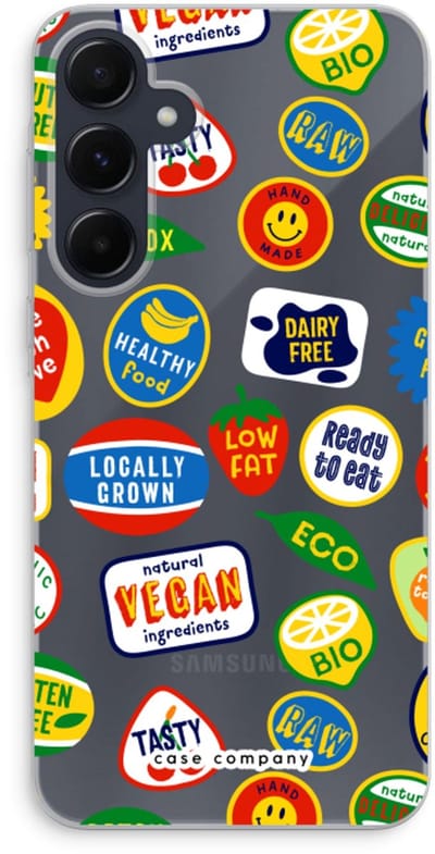 Case Company® - Hoesje geschikt voor Samsung Galaxy A55 hoesje - Fruitsticker - Soft Cover Telefoonhoesje - Bescherming aan alle Kanten en Schermrand
