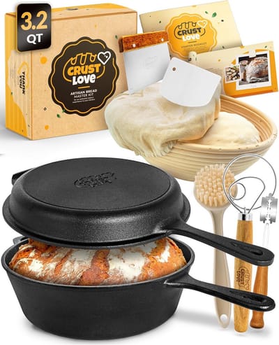 Gietijzeren Pan - Broodbak Pan - Ambachtelijk Bakken - Met Deksel - 3.2 Liter - Gietijzer
