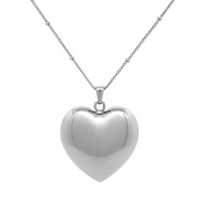 8CN-26482 – CO88 collection Ketting met Groot Hart – Zilverkleurig – 80+5 cm – Dames Ketting