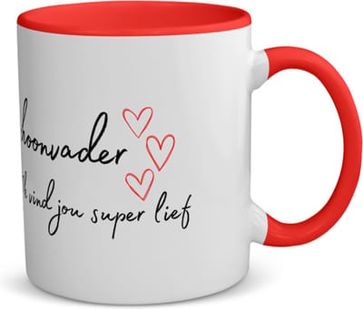 Akyol - schoonvader ik vind jou super lief koffiemok - theemok - rood - Papa - de liefste schoonvader - vader cadeautjes - vaderdag - verjaardag - geschenk - kado - vader artikelen - 350 ML inhoud