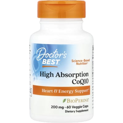 Doctor'S Best, Hoge Absorptie CoQ10 met Bioperine, 200 mg, 60 Plantaardige Capsules