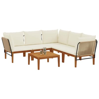 vidaXL - 6 - st - Massief - acaciahout - & - touw - Naturel
