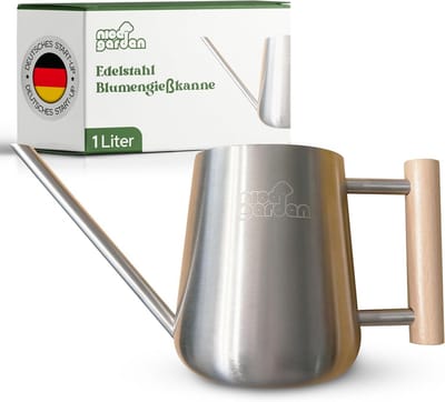 Roestvrijstalen gieter 1 liter met houten handvat