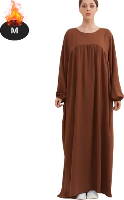 Bovista Islamitische Kleding - Djellaba Dames - Moslim Kleding - Arabisch Dames Kaftan - Alhamdulillah - Koffie M
