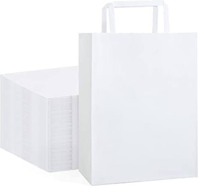 50x papieren tassen met plat handvat wit 32x17x44cm