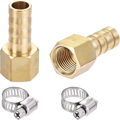 Dailygoods- Slangkoppeling Messing - 8 mm Barb G1/8 Binnendraad - Slangklem - Tuin/Water/Irrigatie - 2 Stuks - Lekvrije Afdichting - Slangconnector