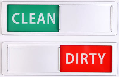Clean - Dirty Schuifbordje - Hoge Kwaliteit - Aluminium look - 17,5 cm x 5 cm x 0,6 cm - Promessa Design Schuifborden.