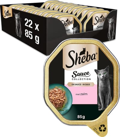 Sheba Kattenvoer - Sauce Collection - Zalm - Kuipjes - 22x85g