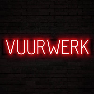 VUURWERK - Lichtreclame Neon LED bord verlicht | SpellBrite | 85,37 x 16 cm | 6 Dimstanden & 8 Lichtanimaties | Reclamebord neon verlichting