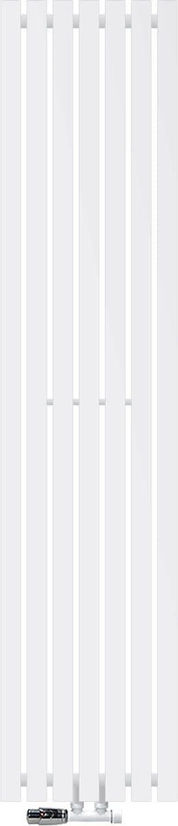 Badkamer radiator middenaansluiting 370x1600 mm wit met wandthermostaatkraan LuxeBath