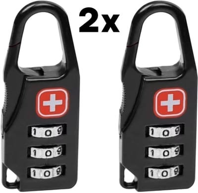 Han-Bar® Set van 2 Combinatieslot mini - Rugzakken - Handbagage – Anti-Diefstal - Veilig