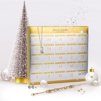 Adventskalender 13 juwelen en 11 parels - Goud en Kristal