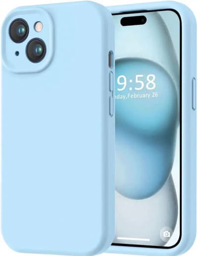 Hoesje met Camera Bescherming Geschikt voor Apple iPhone 15 | Back Cover | Dun | Flexibel Zacht Siliconen | Lichtblauw
