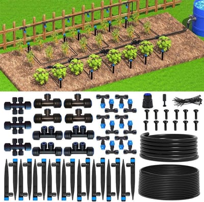 Druppelirrigatieset - Bewateringssysteem Tuin - Planten Water Geven - Verstelbare Druppelkoppen - 23 meter slang - Zwart