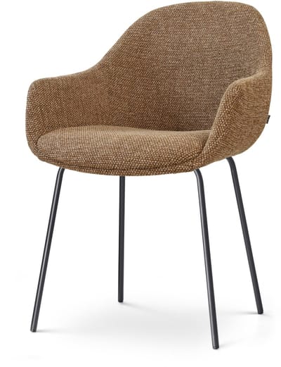 Nolon Nora-Mae Eetkamerstoel bruin blend - zwart onderstel - scandinavische stijl - armleuning - slanke poten