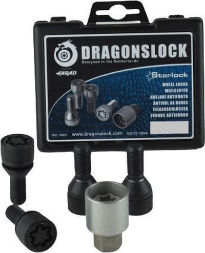 Dragonslock Velgenslot - Wielslot Set Geschikt Voor De Renault Twingo 2007-2014 - Verzinkt - Zwart Gecoat