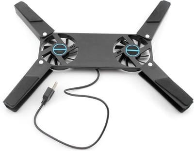 Laptop Koeler - Notebook Ventilator - Oververhitting Voorkomen - Dubbele Ventilator - Opvouwbaar - Zwart