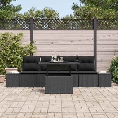 vidaXL - Tuinbank - Set - 5 - st - Zwart - poly - rattan, - Gepoedercoat - staal