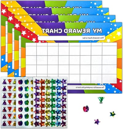 A4-beloningstabel met 3 stickers voor kinderen, effectief beloningssysteem voor routines, gedrag en goede gewoonten