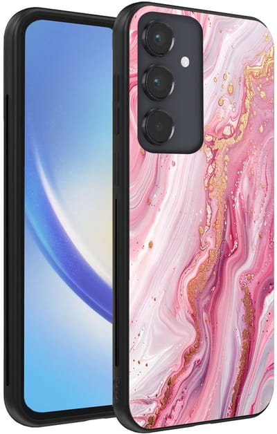 Smartphonica Telefoonhoesje geschikt voor Samsung Galaxy A34 5G met marmer opdruk - TPU backcover case marble design - Roze geschikt voor Samsung Galaxy A34 5G