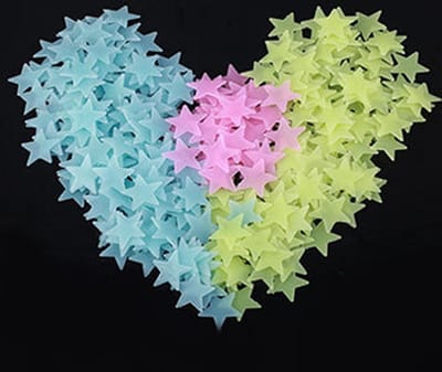 Glow in the dark sterren | muurstickers | 100 stuks | multi colour